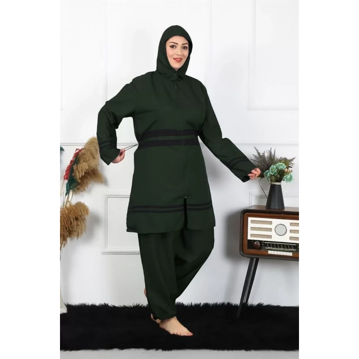 Moda Büyük Beden Tesettür Mayo Haki