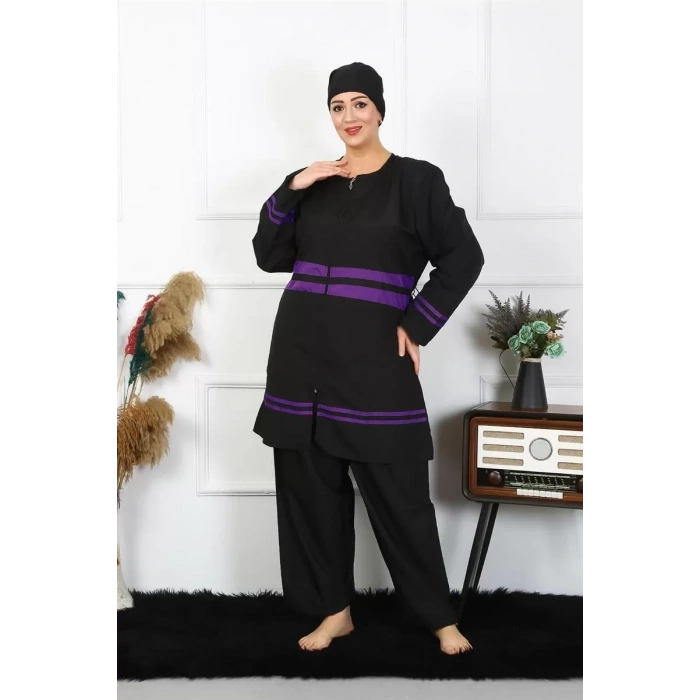 Moda Büyük Beden Tesettür Mayo Siyah