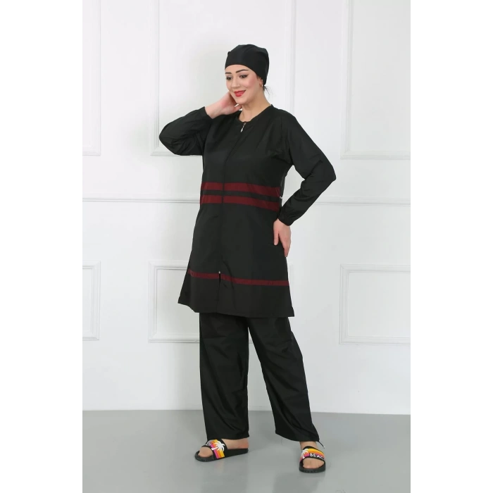 Moda Büyük Beden Tesettür Mayo Siyah