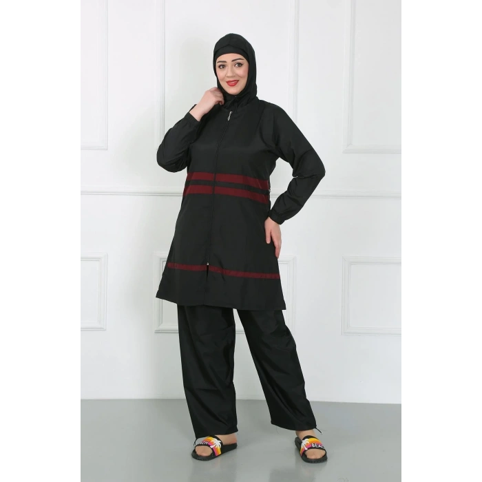 Moda Büyük Beden Tesettür Mayo Siyah