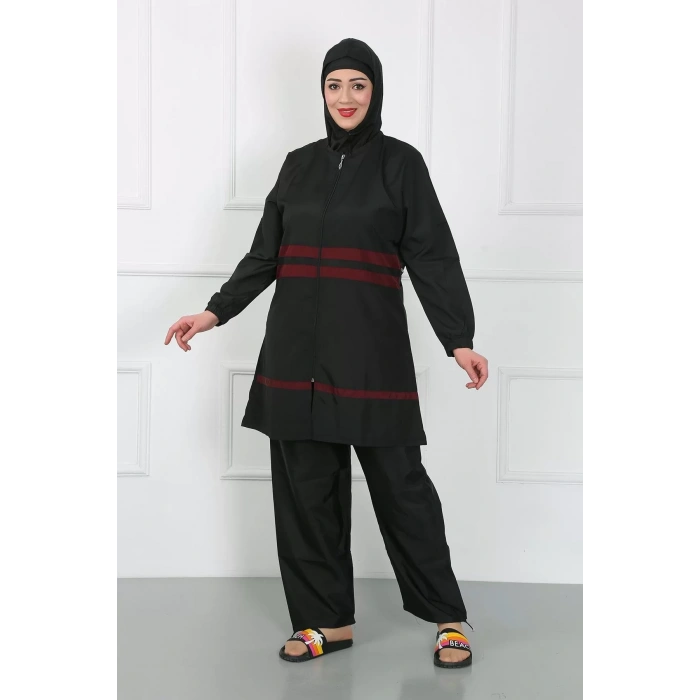 Moda Büyük Beden Tesettür Mayo Siyah