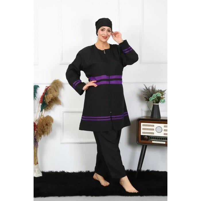 Moda Büyük Beden Tesettür Mayo Siyah