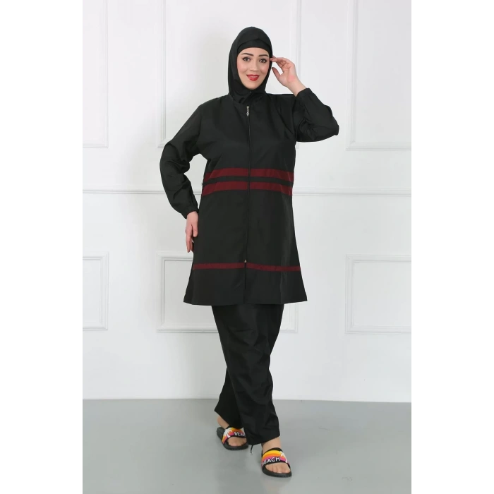 Moda Büyük Beden Tesettür Mayo Siyah