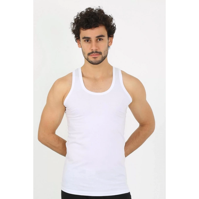 Moda Erkek Beyaz Ribana Atlet