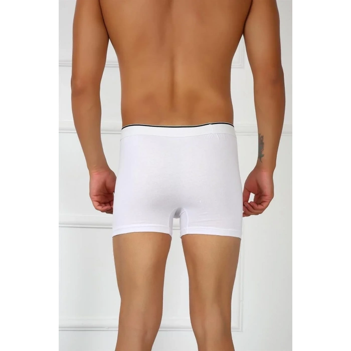 Moda Erkek Büyük Beden Pamuklu Likralı Boxer Beyaz