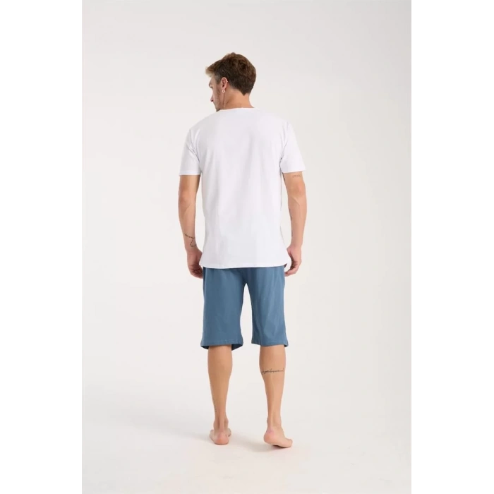 Moda Erkek Cepli Pamuk Penye Şort İndigo