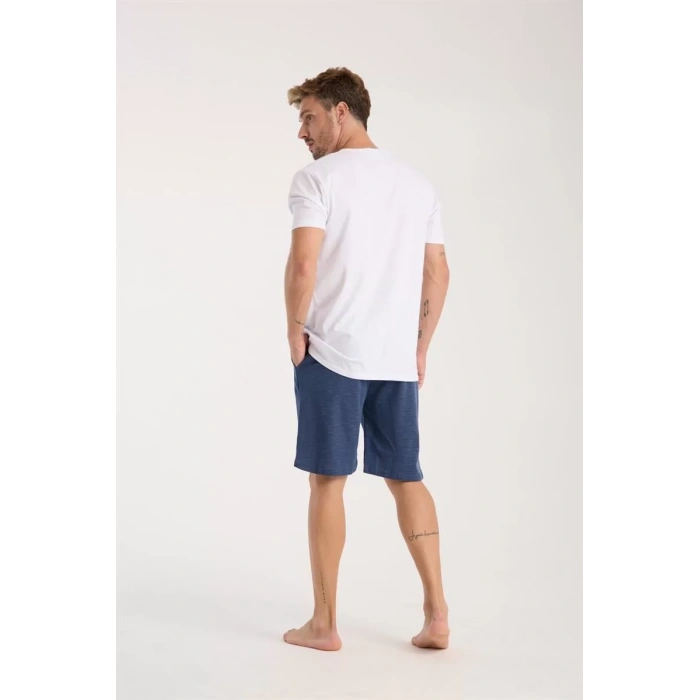 Moda Erkek Cepli Pamuk Penye Şort Lacivert