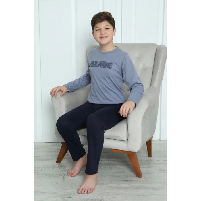Moda Erkek Çocuk Penye Pijama Takım Gri