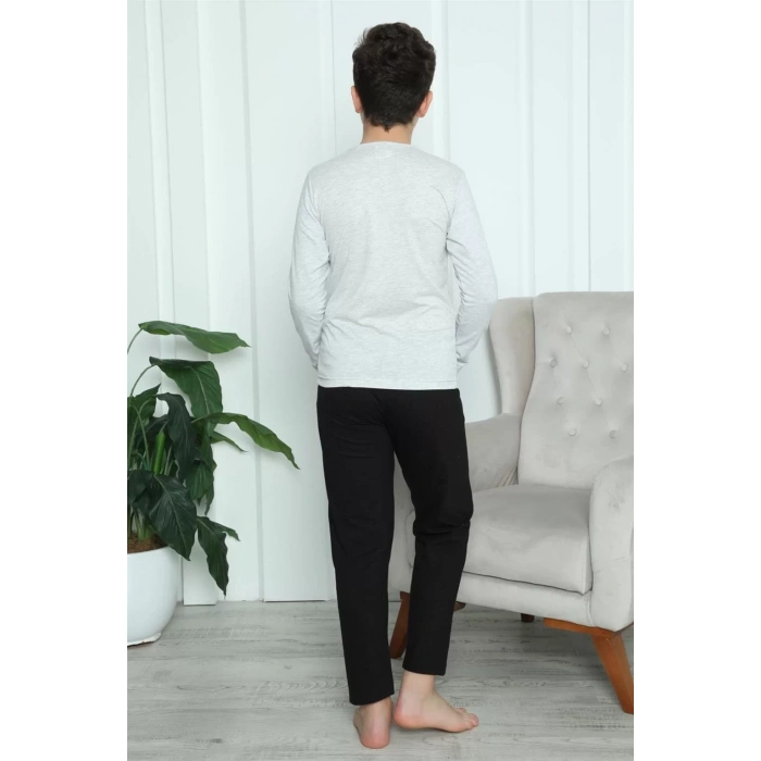 Moda Erkek Çocuk Penye Pijama Takım Gri