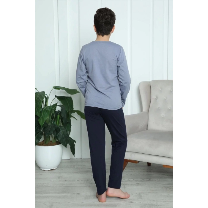 Moda Erkek Çocuk Penye Pijama Takım Gri