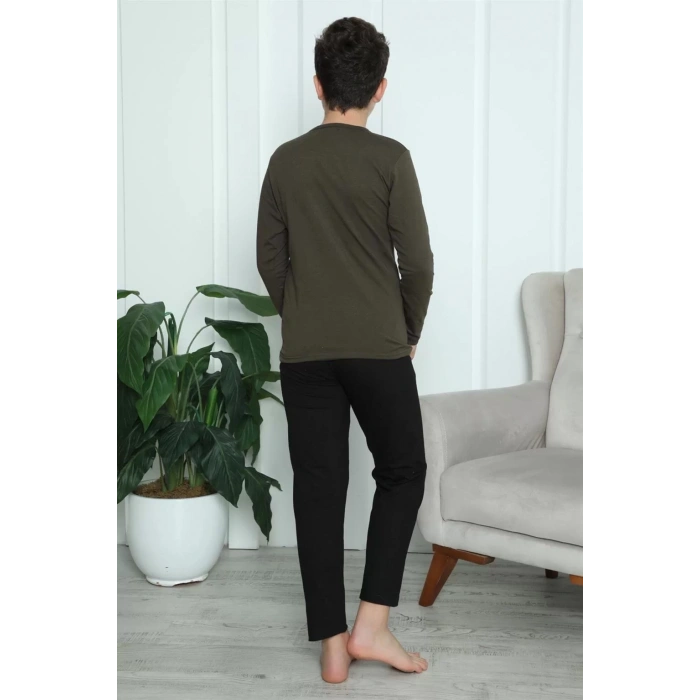 Moda Erkek Çocuk Penye Pijama Takım Haki