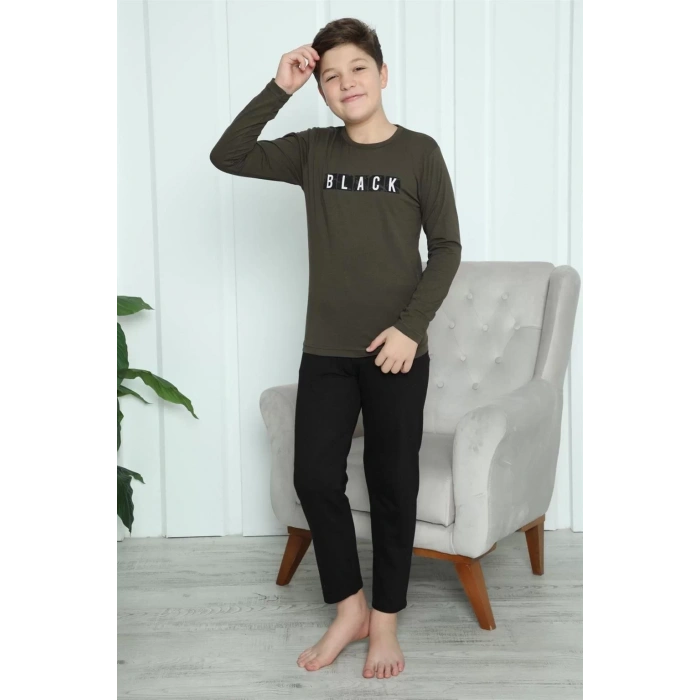 Moda Erkek Çocuk Penye Pijama Takım Haki