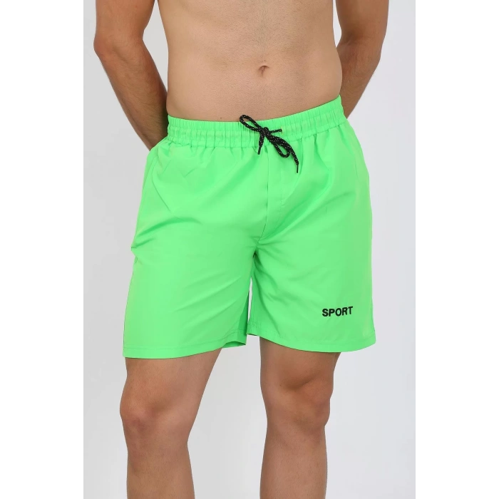 Moda Erkek Fermuar Cepli Deniz Şortu Fıstık Yeşil