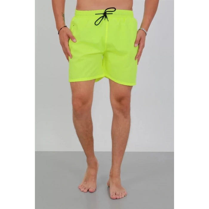 Moda Erkek Fermuarlı Cepli Deniz Şortu Neon Yeşil