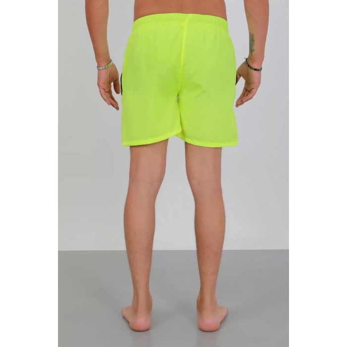 Moda Erkek Fermuarlı Cepli Deniz Şortu Neon Yeşil