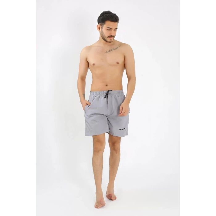Moda Erkek Gri Deniz Şortu