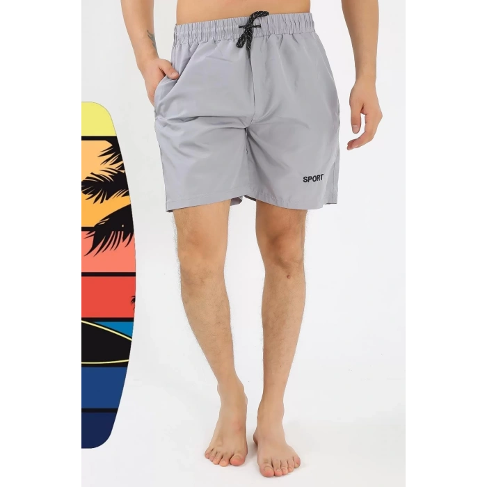 Moda Erkek Gri Deniz Şortu