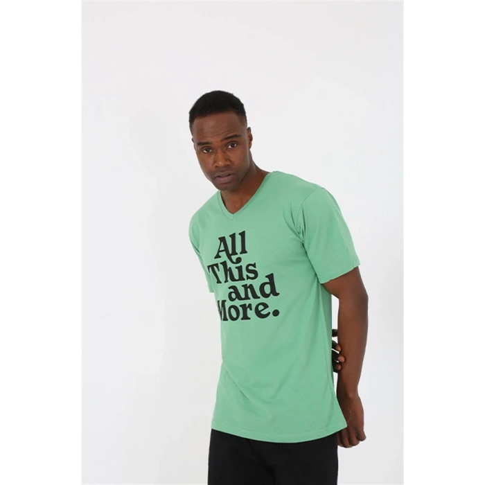 Moda Erkek Kısa Kol Fıstık Yeşili Penye Şortlu Pijama Takımı