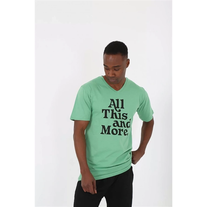 Moda Erkek Kısa Kol Fıstık Yeşili Penye Şortlu Pijama Takımı