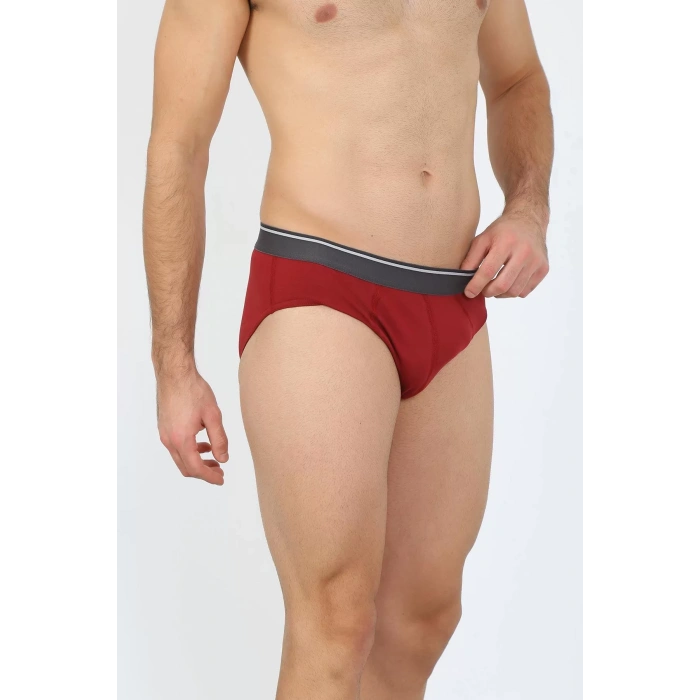 Moda Erkek Pamuk 3lü Siyah Beyaz Bordo Likralı Slip