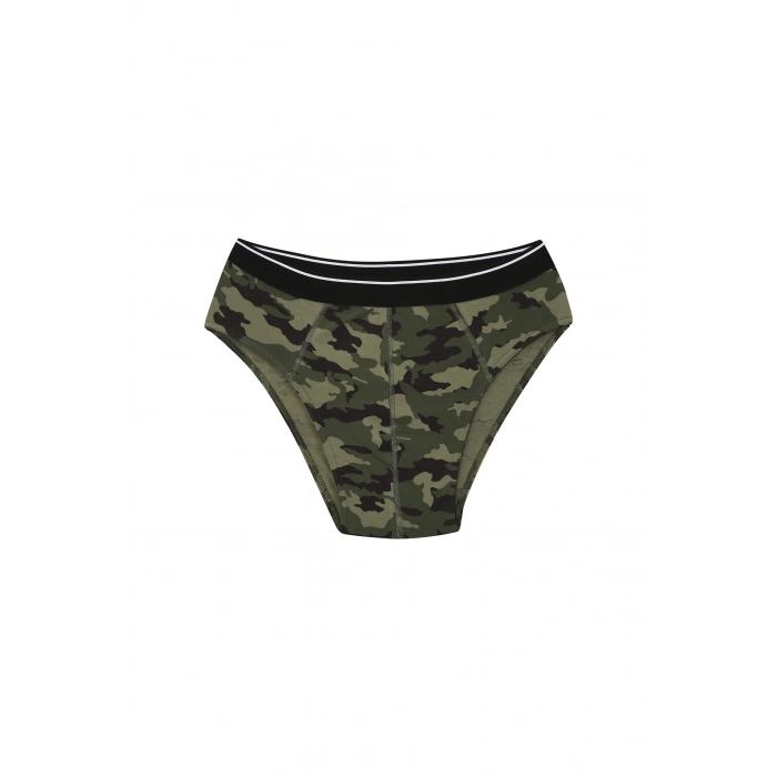 Moda Erkek Pamuk Desenli Likralı Slip Haki