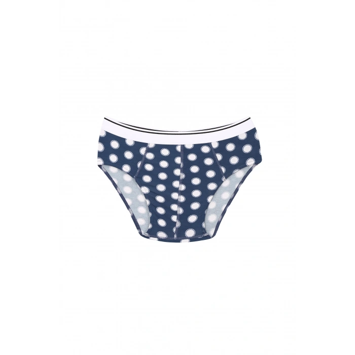 Moda Erkek Pamuk Desenli Likralı Slip Lacivert