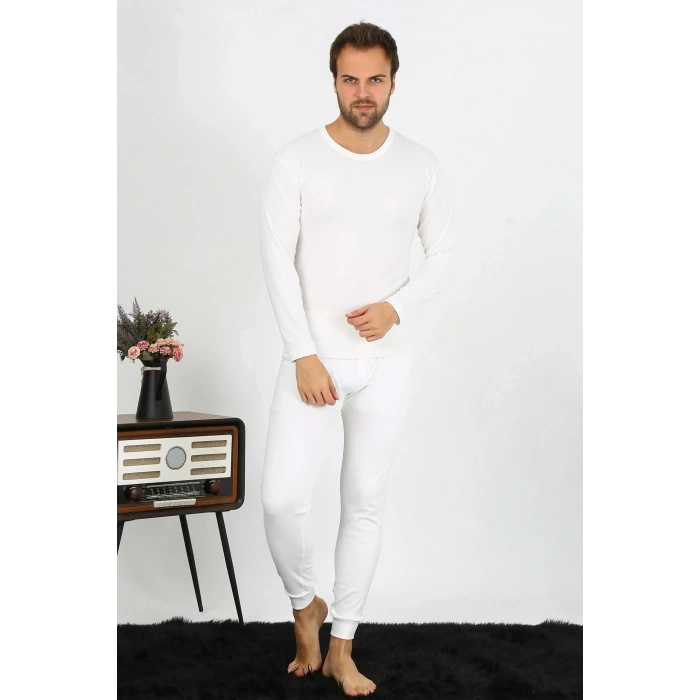 Moda Erkek Pamuk Ekru İçlik Takım