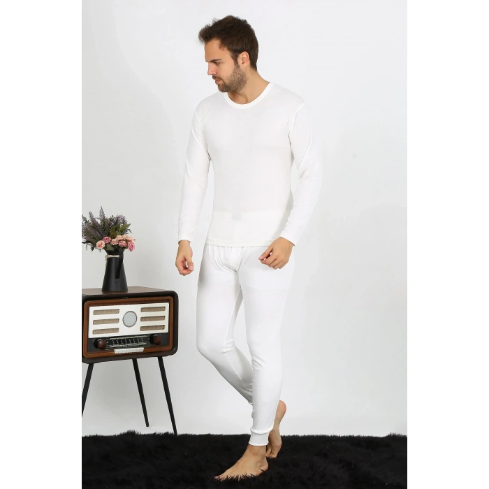 Moda Erkek Pamuk Ekru İçlik Takım