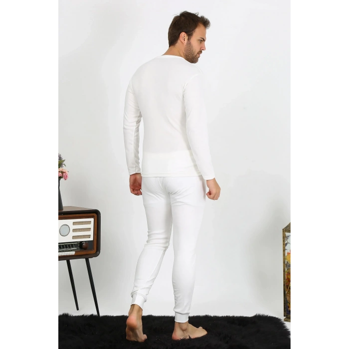 Moda Erkek Pamuk Ekru İçlik Takım
