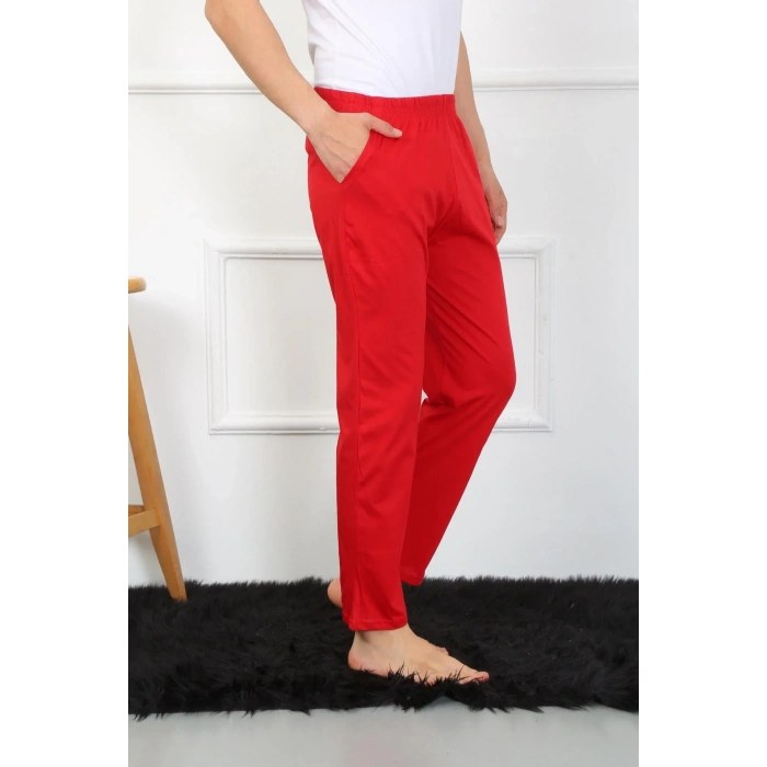 Moda Erkek Pamuk Kırmızı Tek Alt Pijama