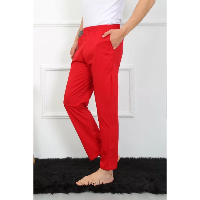 Moda Erkek Pamuk Kırmızı Tek Alt Pijama