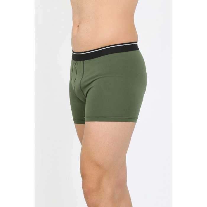 Moda Erkek Pamuk Likralı Boxer Haki