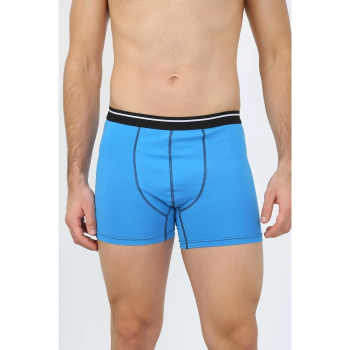 Moda Erkek Pamuk Likralı Boxer Mavi
