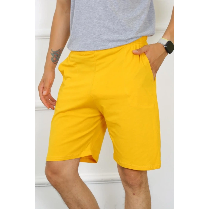 Moda Erkek Pamuk Sarı Şort