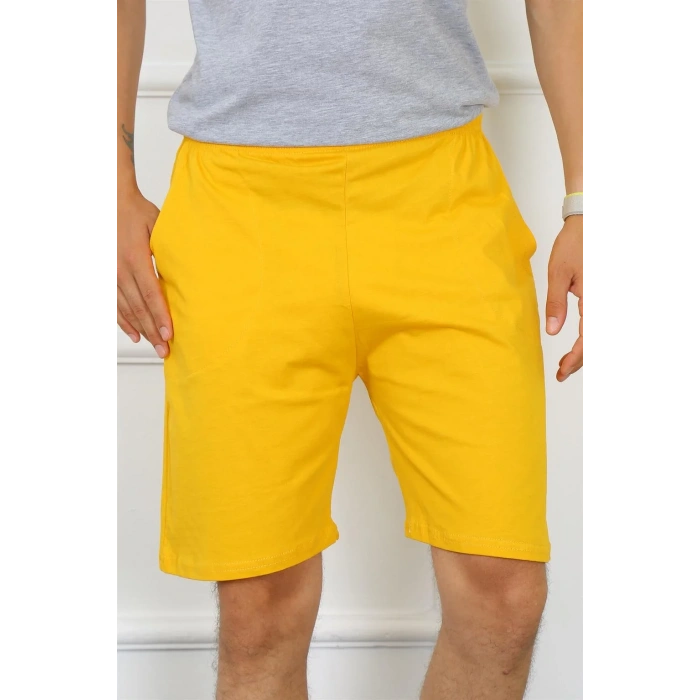 Moda Erkek Pamuk Sarı Şort
