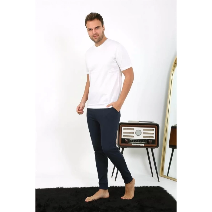 Moda Erkek Pamuk Tek Alt Pijama Lacivert