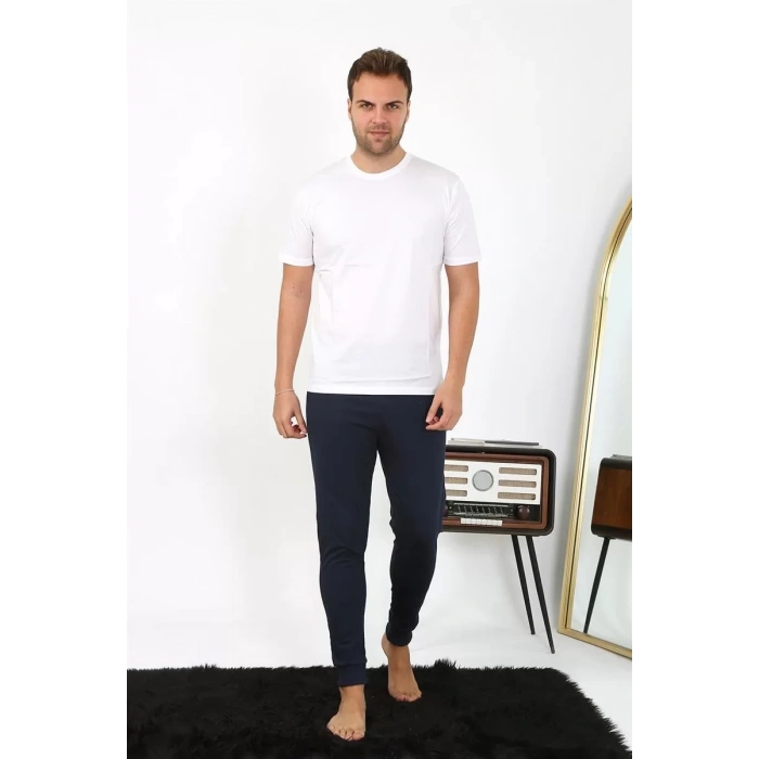 Moda Erkek Pamuk Tek Alt Pijama Lacivert