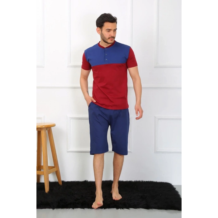 Moda Erkek Penye 3lü Parlamentmavi Parçalı Pijama Takımı