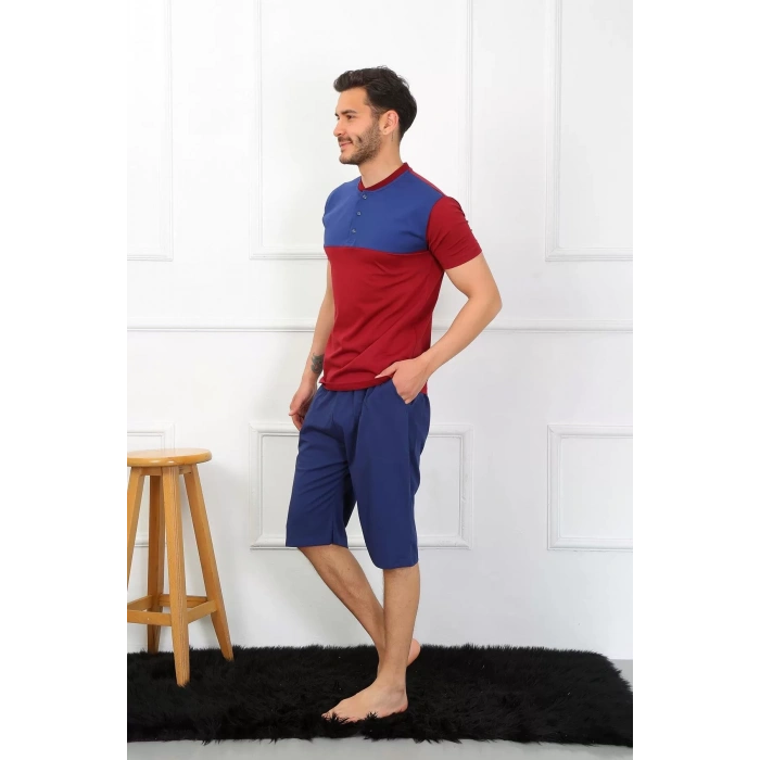 Moda Erkek Penye 3lü Parlamentmavi Parçalı Pijama Takımı