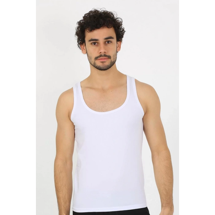 Moda Erkek Penye Beyaz Atlet