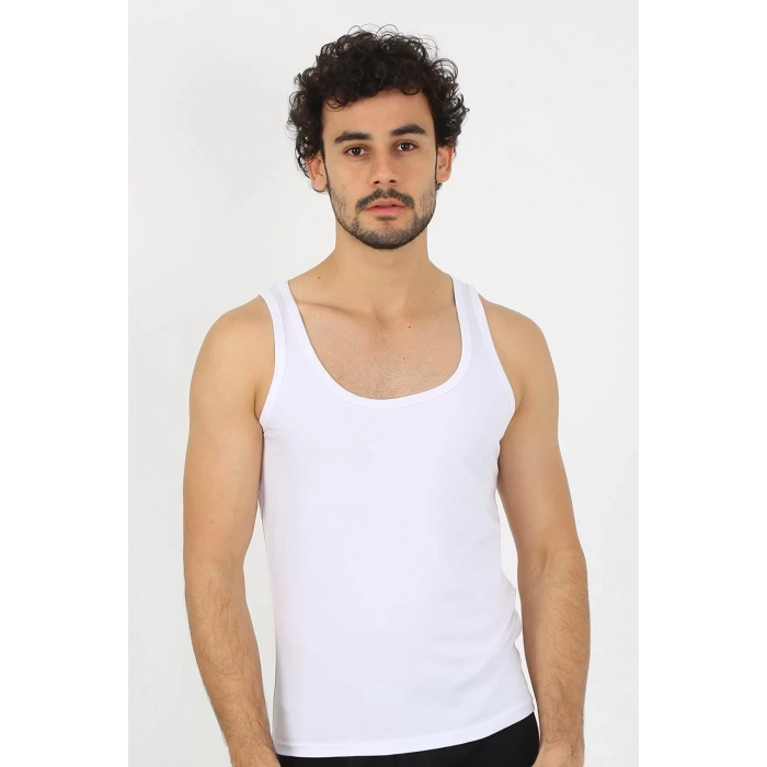 Moda Erkek Penye Beyaz Atlet