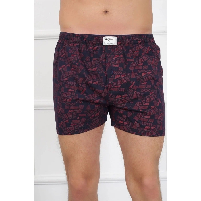 Moda Erkek Penye Boxer Bordo - Lacivert