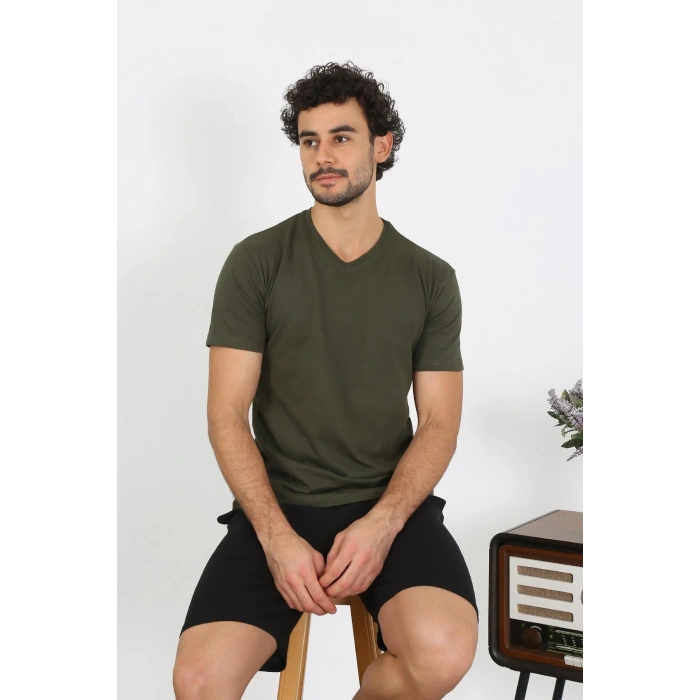 Moda Erkek Penye Haki 3lü Pijama Takımı