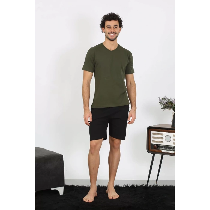 Moda Erkek Penye Haki 3lü Pijama Takımı