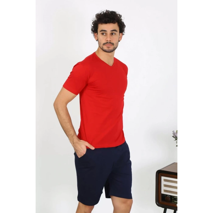Moda Erkek Penye Kırmızı 3lü Pijama Takımı