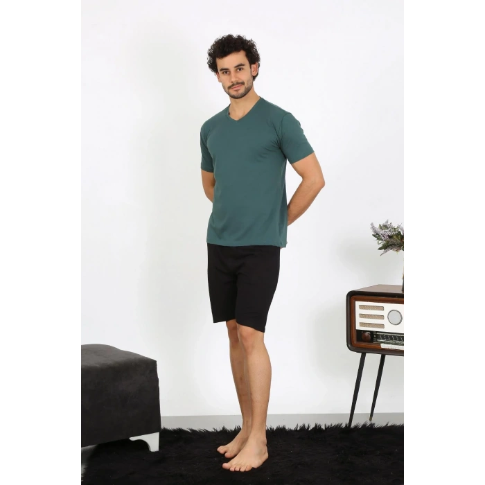 Moda Erkek Penye Petrol Rengi 3lü Pijama Takımı