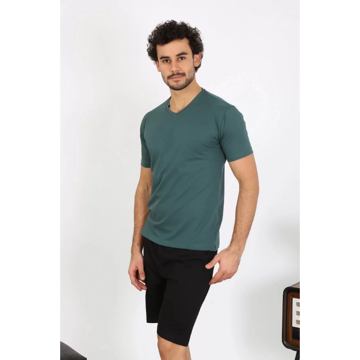 Moda Erkek Penye Petrol Rengi 3lü Pijama Takımı