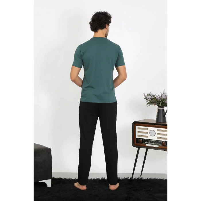 Moda Erkek Penye Petrol Rengi 3lü Pijama Takımı