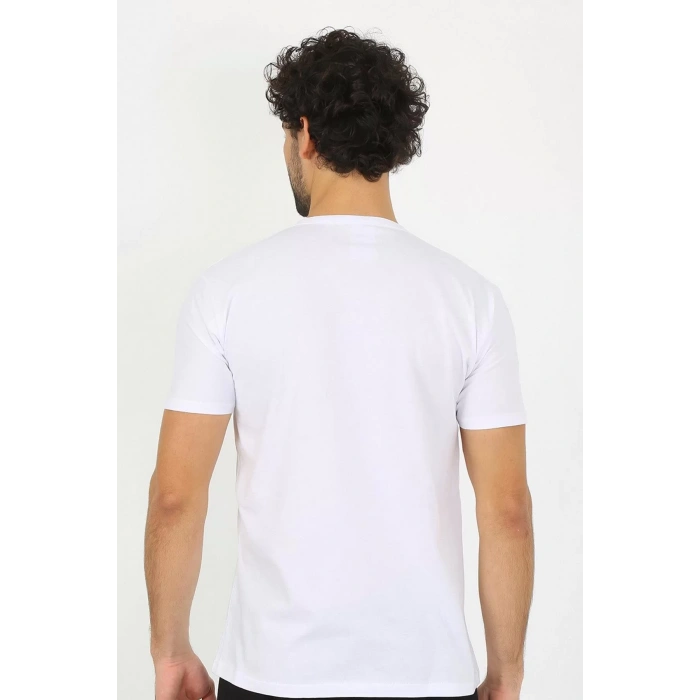 Moda Erkek Sıfır Yaka Beyaz Penye Atlet