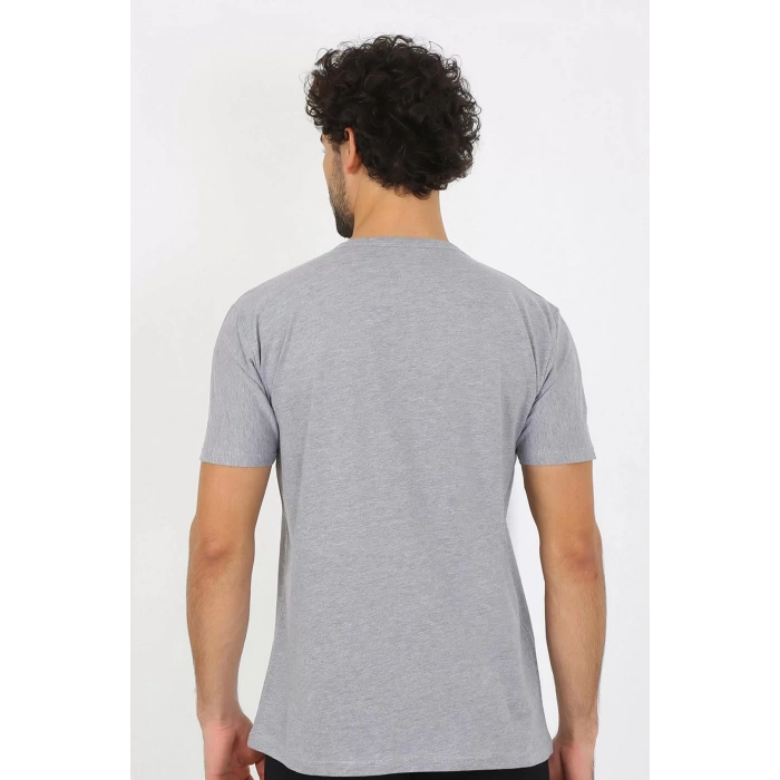 Moda Erkek Sıfır Yaka Gri Penye Atlet